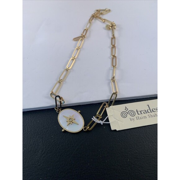 Trades By Haim Shahar Gold plated Link Chain Necklace with Mother of Pearl Spain - Picture 7 of 7